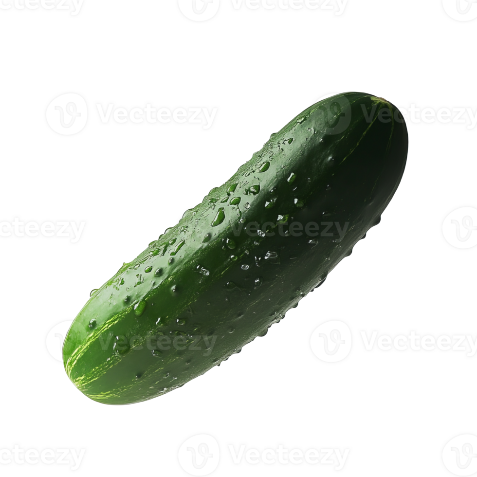 Fresh cucumber with water droplets on a white background, transparent png