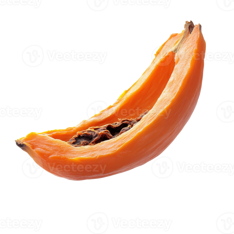 Fresh papaya slice on a white background showcasing vibrant color, transparent png