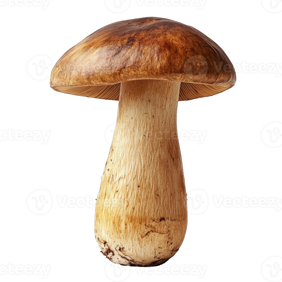 Large edible mushroom growing in a forest during autumn, transparent png