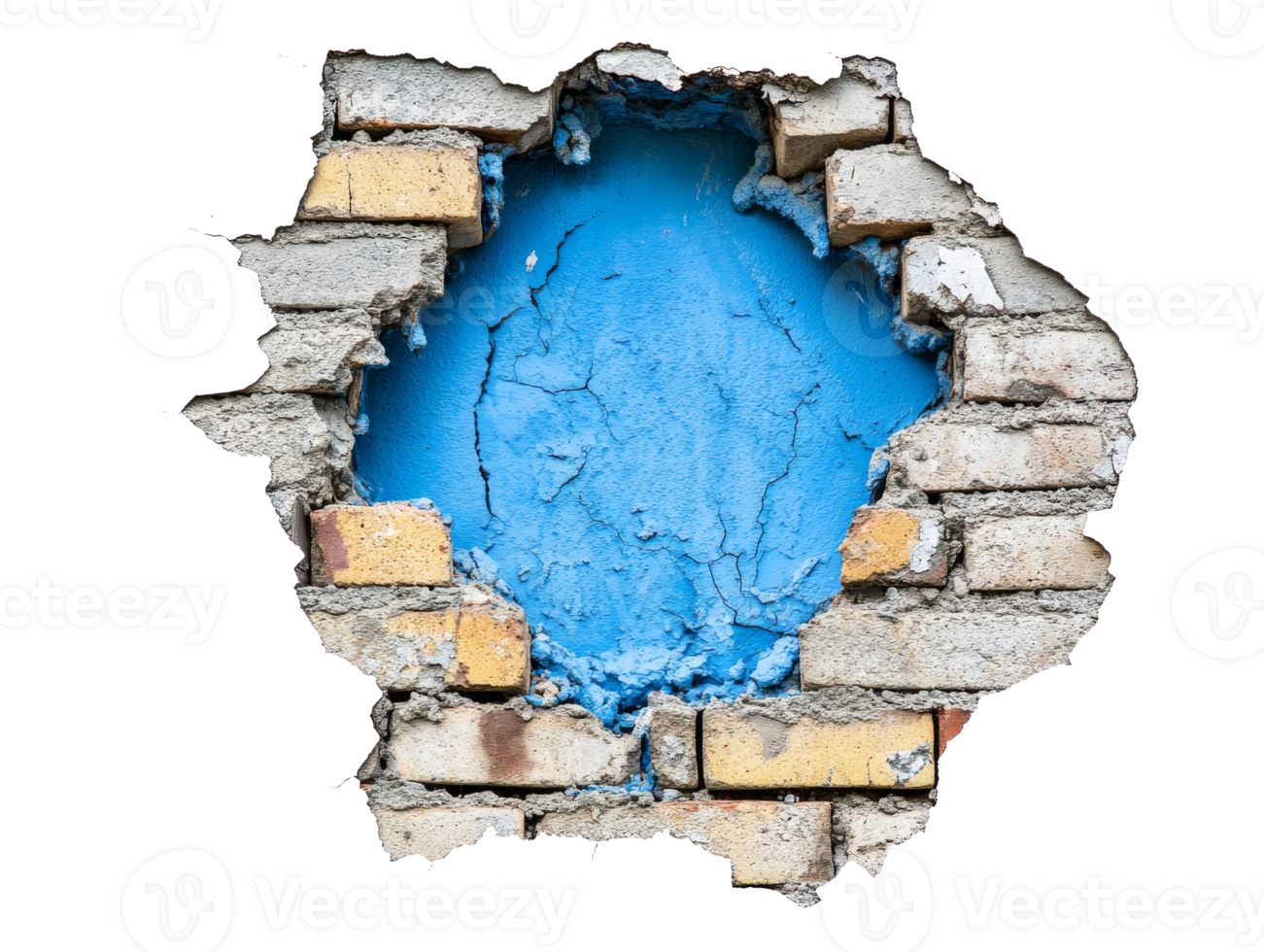 ausgesetzt Blau Mauer im ein Backstein Struktur präsentieren Verwitterung Auswirkungen, transparent png