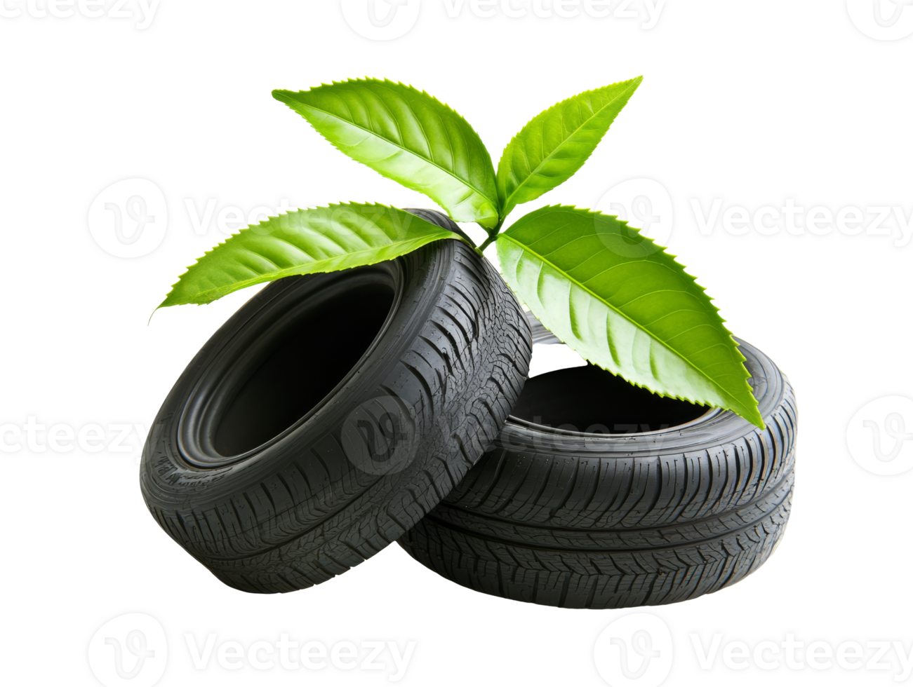 Eco-friendly tires promoting sustainable practices, transparent png