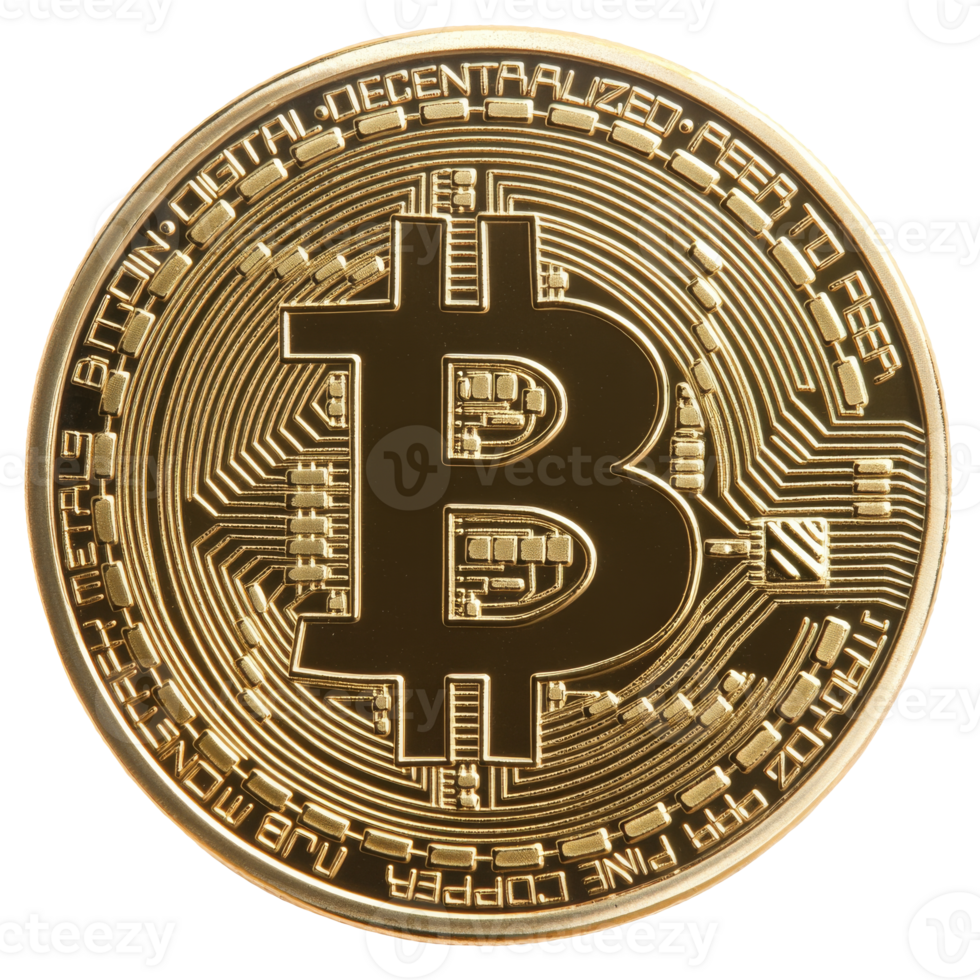 Bitcoin coin design on a white background, transparent png