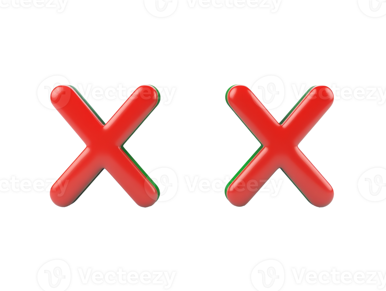 Red X symbols with green outlines on a white background, transparent png