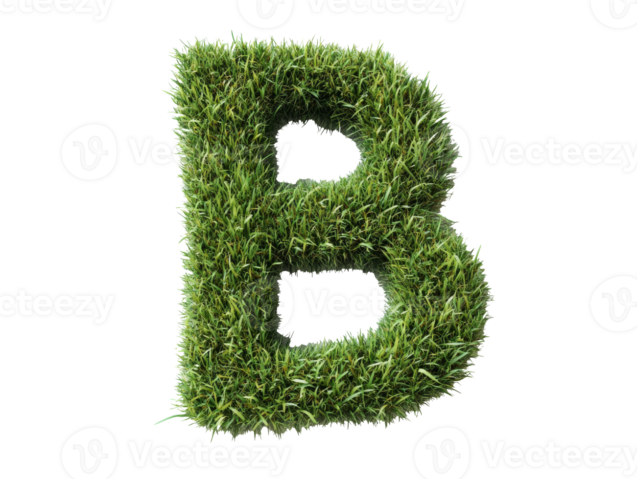 Green grass letter B displayed for landscaping or eco-friendly design, transparent png
