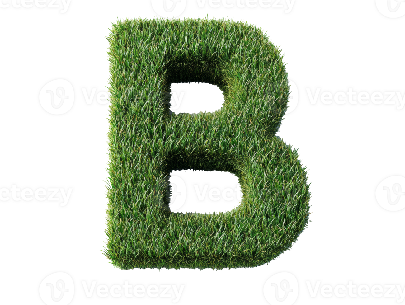 Green grass letter B created for decorative landscaping purposes, transparent png