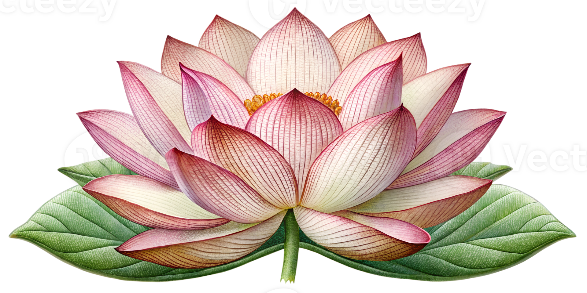 bunt Lotus Blume Illustration mit detailliert Blütenblätter und Blätter, Schnitt aus transparent png