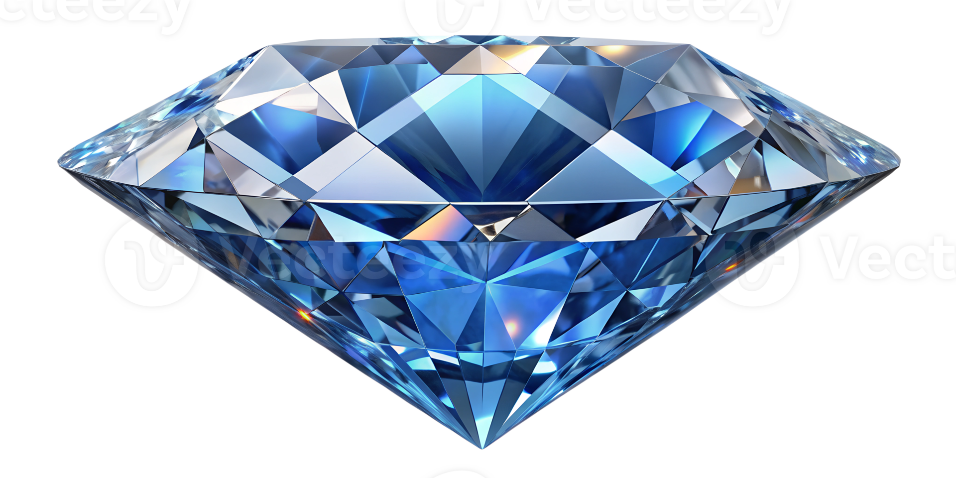 Stunning blue diamond showcasing brilliant facets and reflections, cut out transparent png