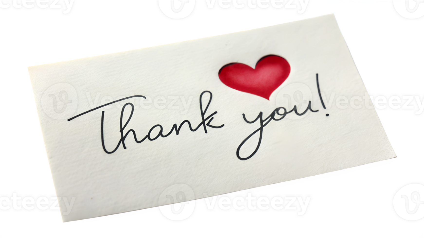 Heart design thank you card on white transparent png