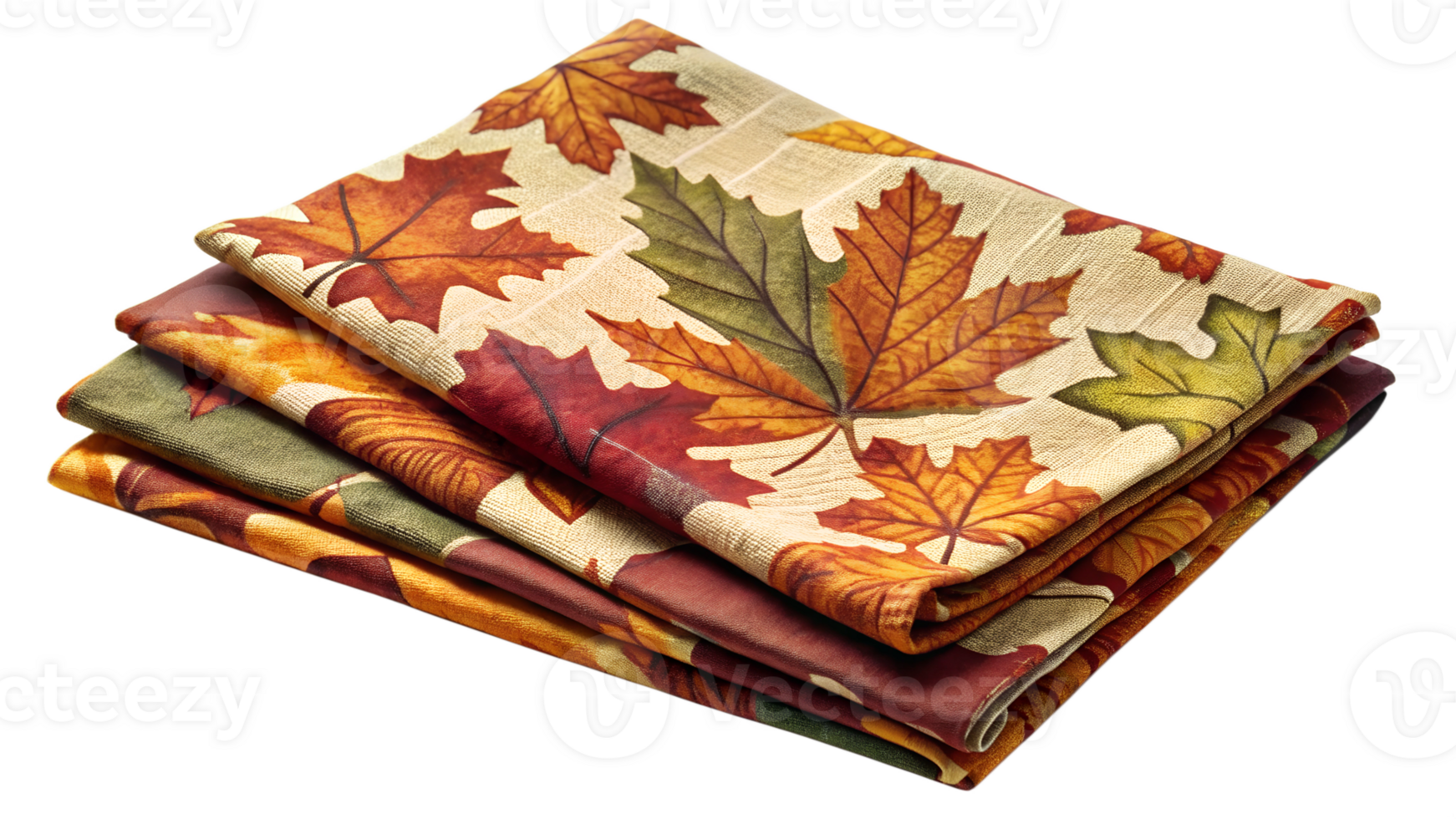 Autumn-themed colorful napkins stacked transparent png
