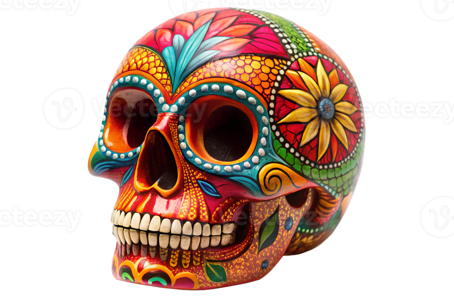 Colorful patterned decorative skull transparent png