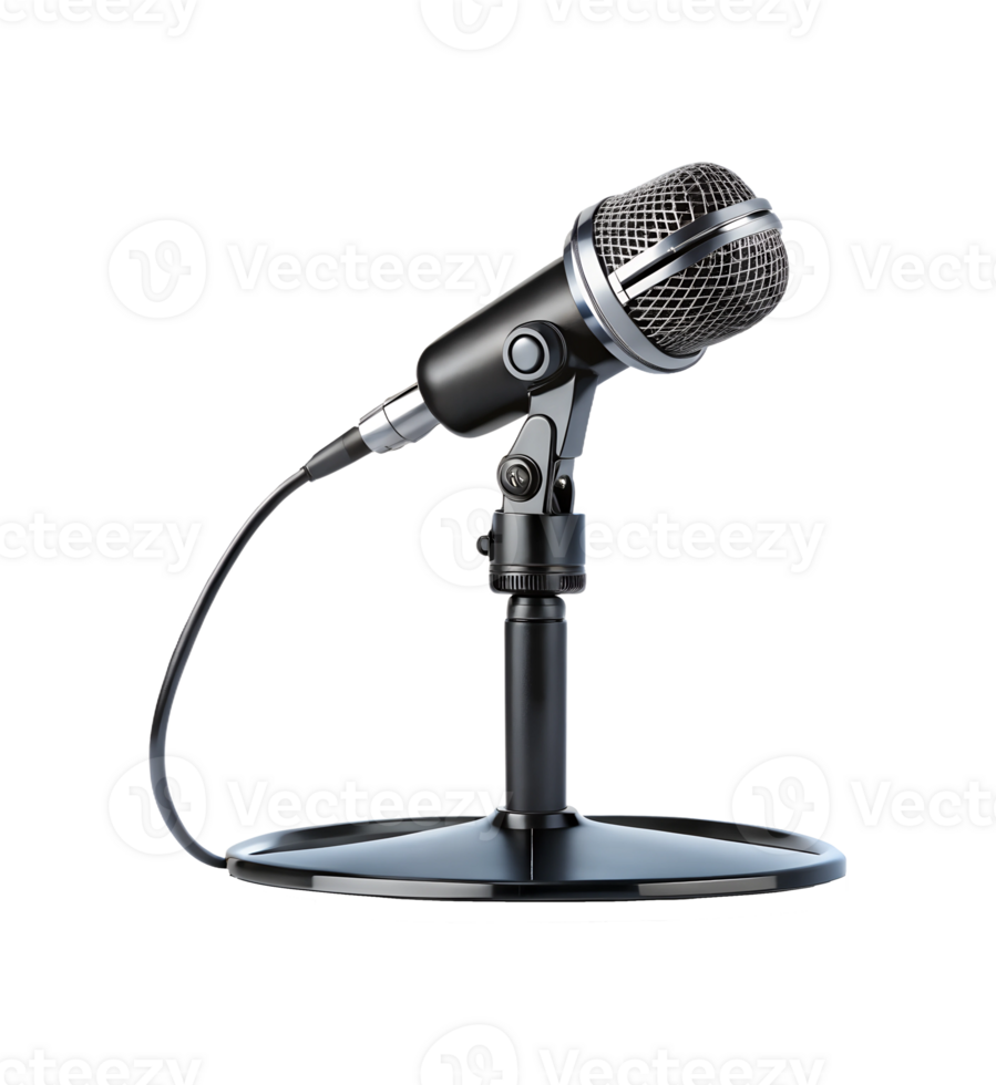 Studio microphone on stand for recordings transparent png