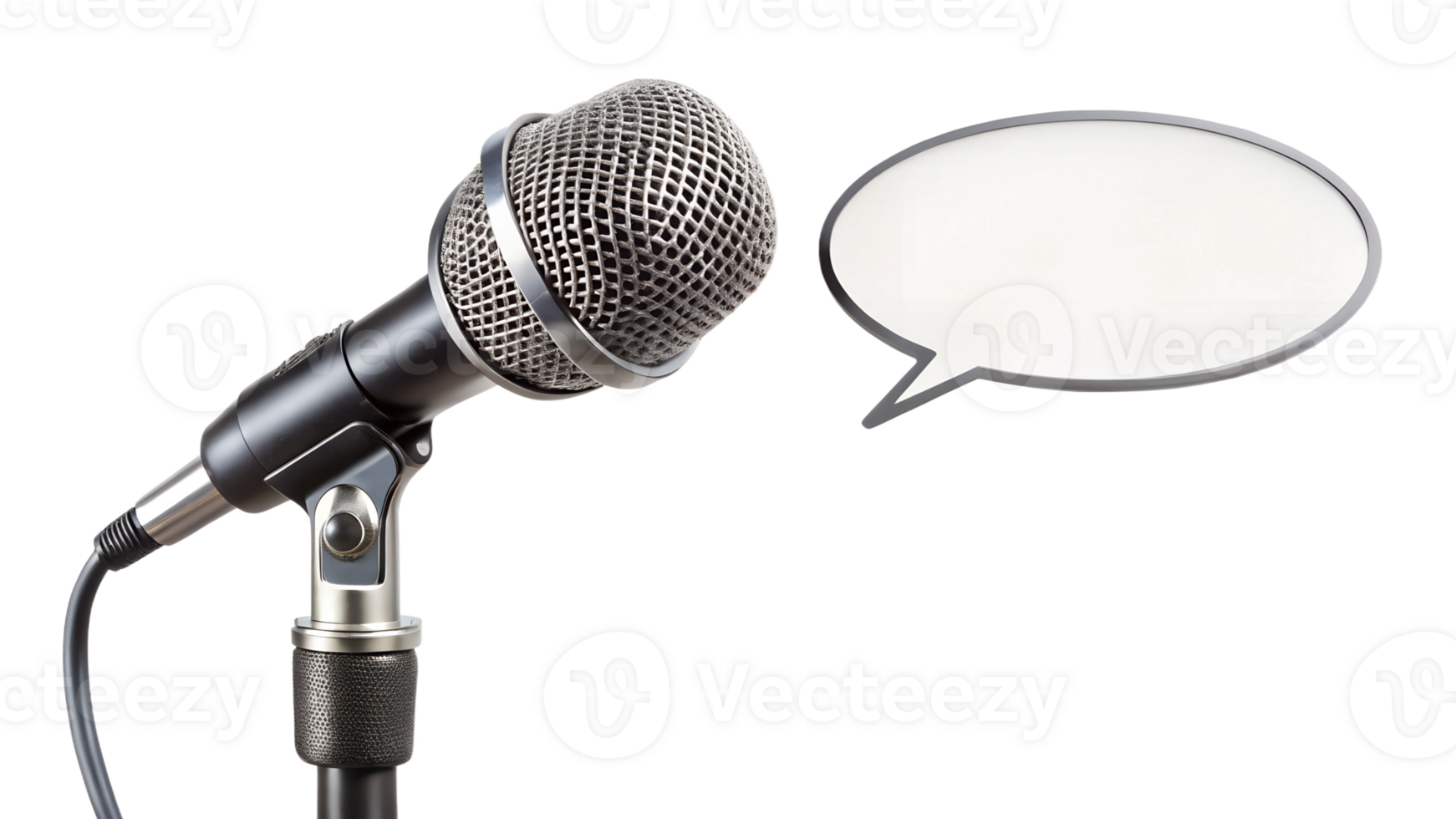 Studio mic with empty speech bubble transparent png
