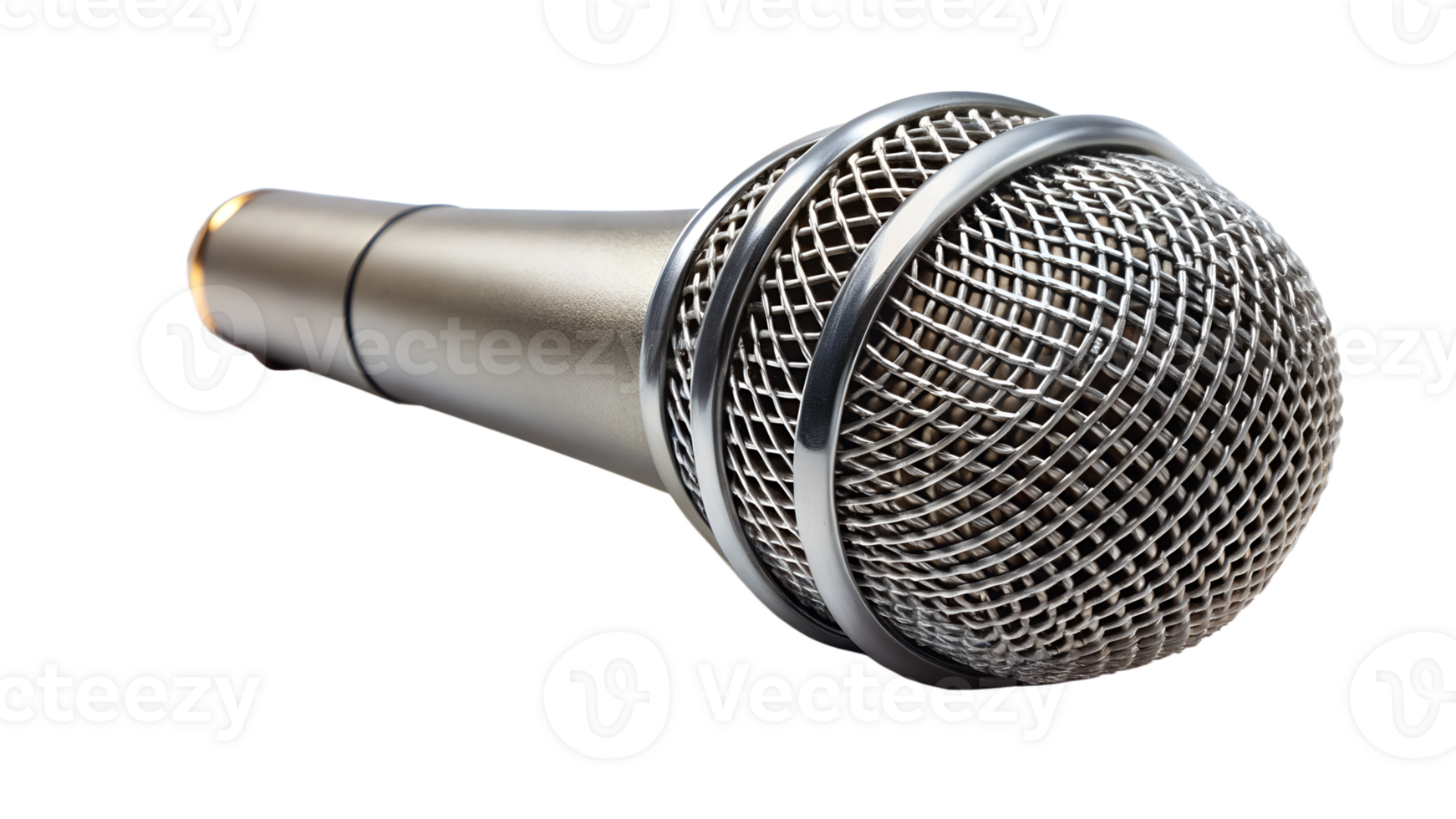 Silver microphone on white background transparent png