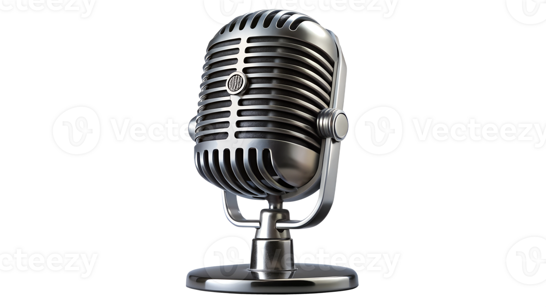 Classic retro microphone on a stand in a studio transparent png