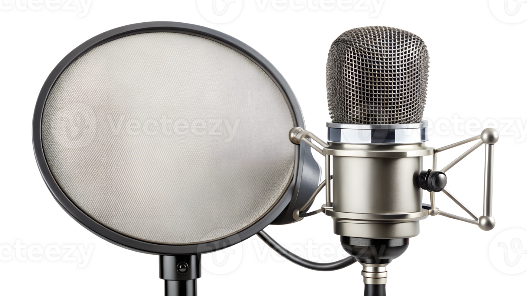 Microphone setup for recording vocals in studio transparent png