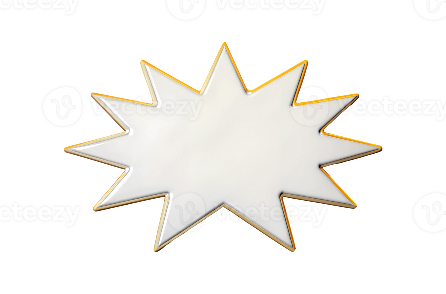 Decorative starburst shape with a gold outline transparent png