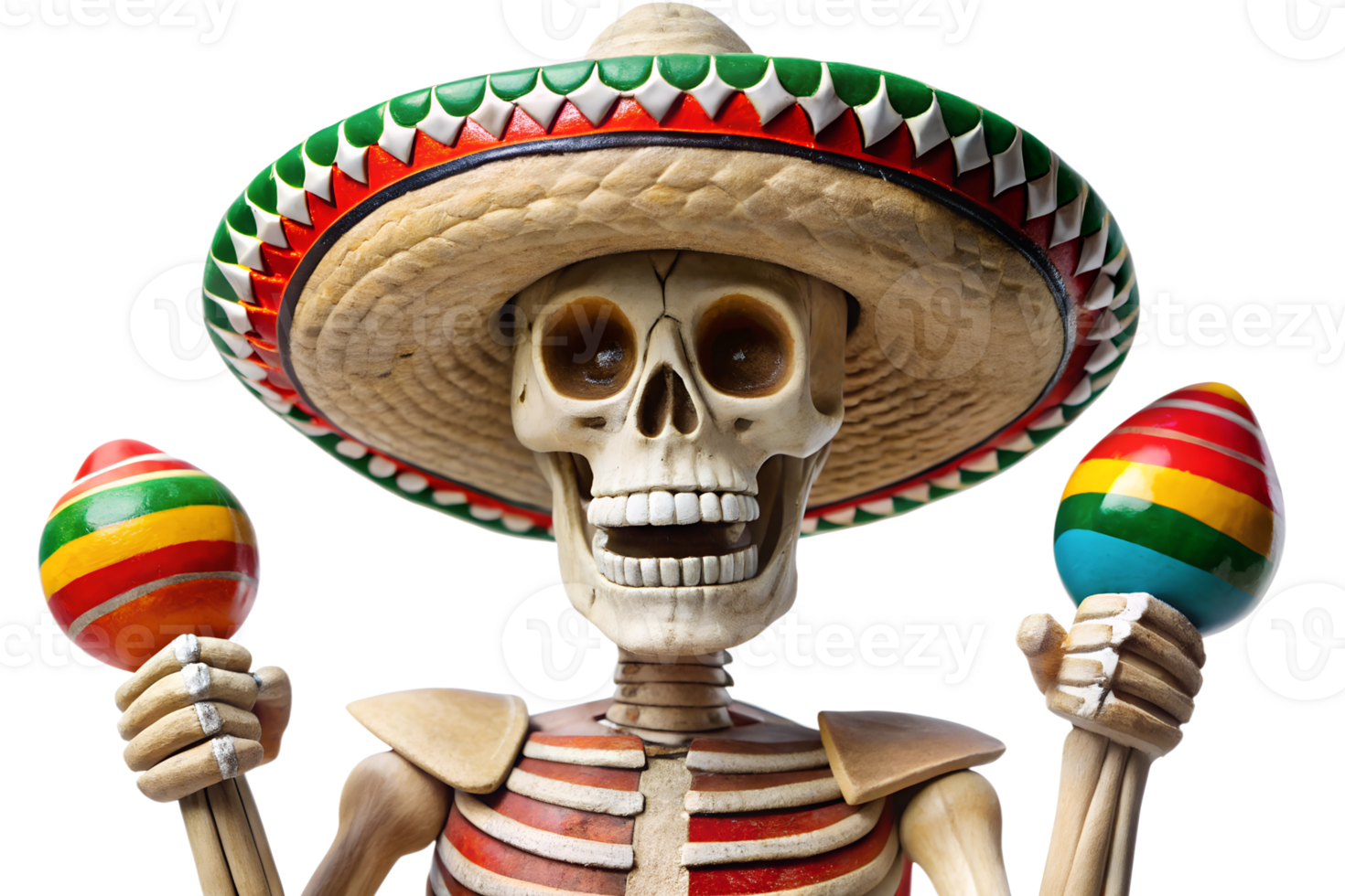 Skeleton in sombrero celebrates transparent png