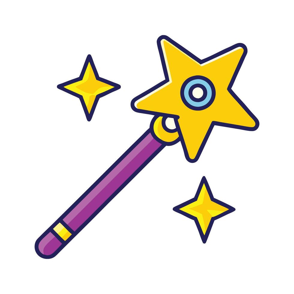 Magic wand illustration, cartoon clipart, and line art design for creative projects vector