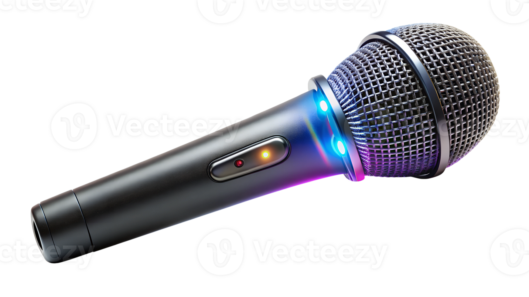 Colorful light microphone on white transparent png