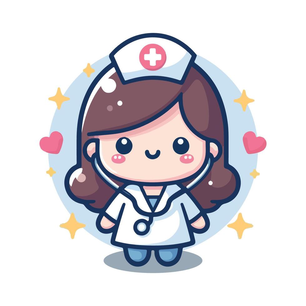 A nurse with a stethoscope around her neck vector