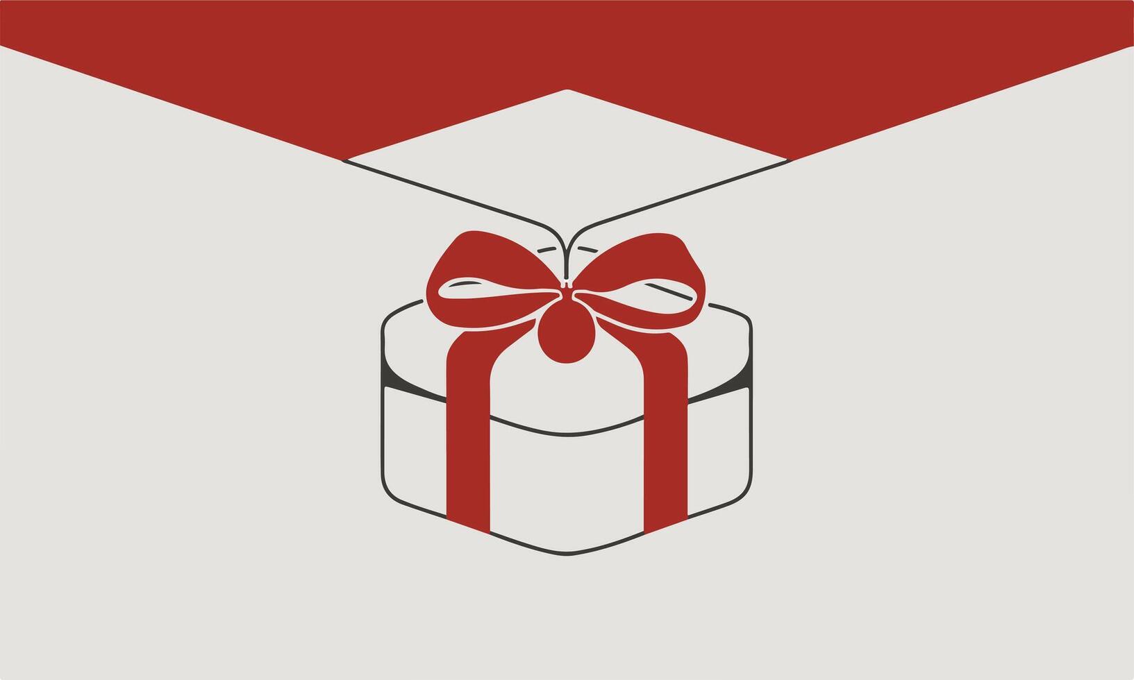 minimal Christmas gift box vector