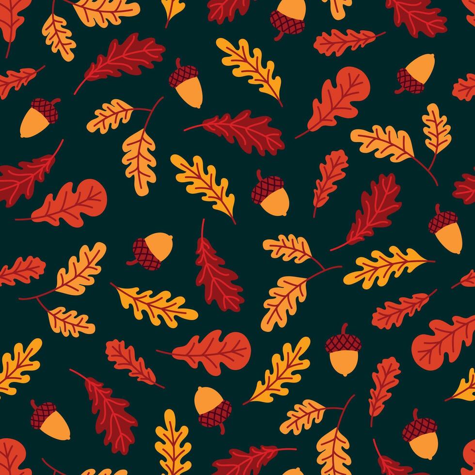 Pattern with oak leaves and acorns vector