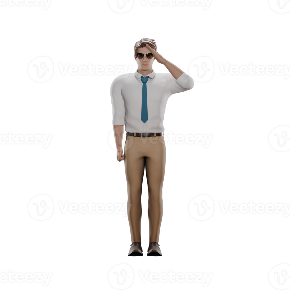 3D Male Teacher Character. Male teacher is standing saluting. Educational Cartoon png