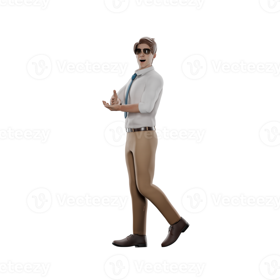 3D Model of Male Teacher. Male teacher walking to the right with both hands.Educational Environment png