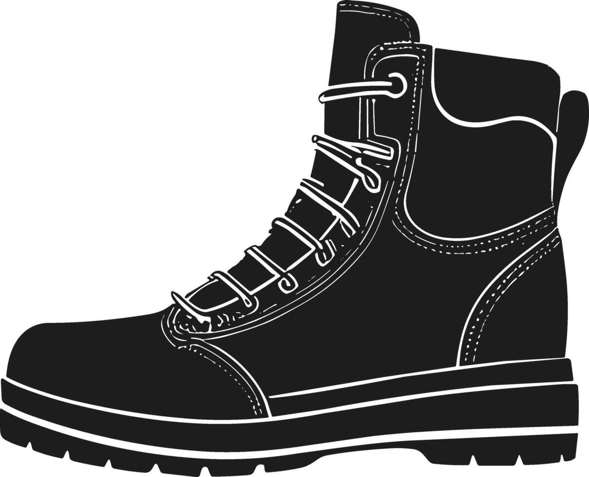 Classic Hiking Boot Silhouette vector