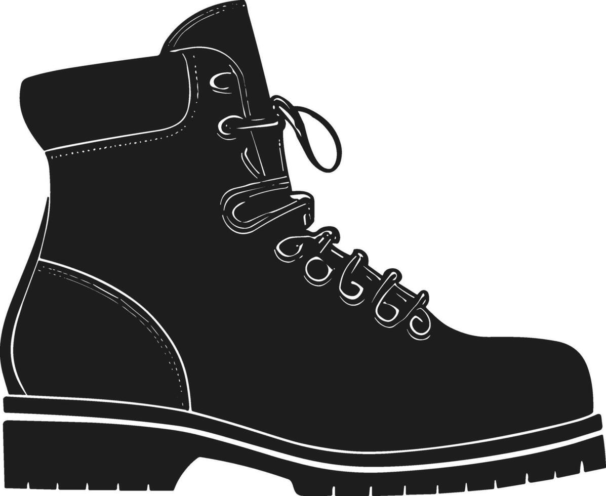 Rugged Hiking Boot Silhouette vector