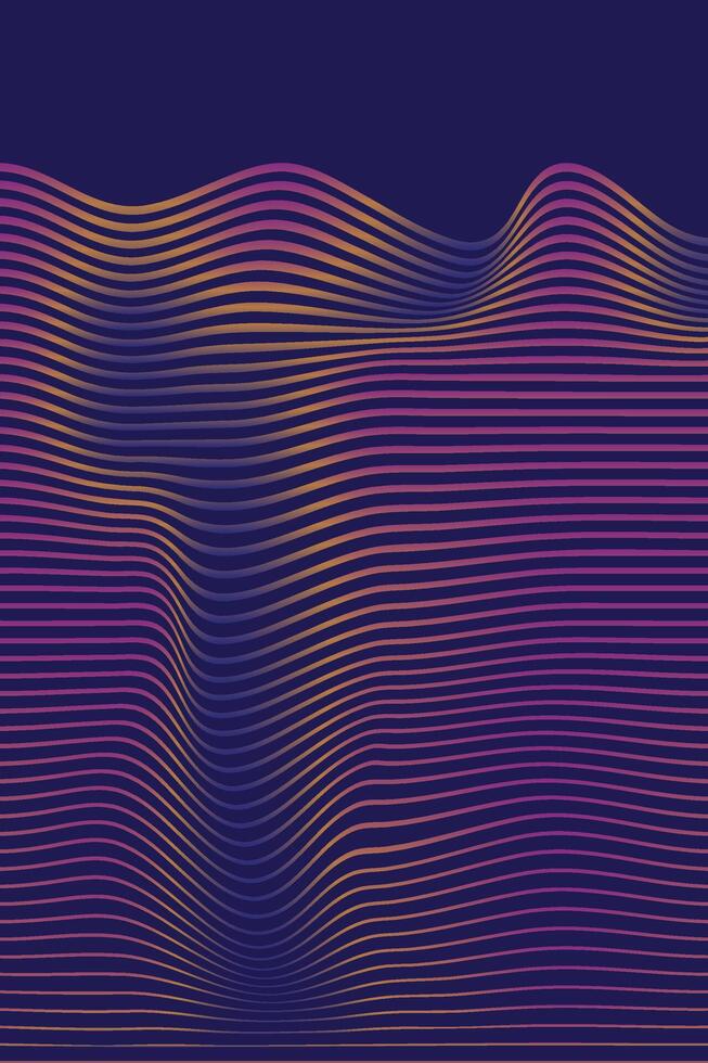abstract distorted line wave geometric shape neon colorful background, modern music distort vibrant poster curve design template pattern texture, stylish gradient color blend mesh brochure flyer cover vector