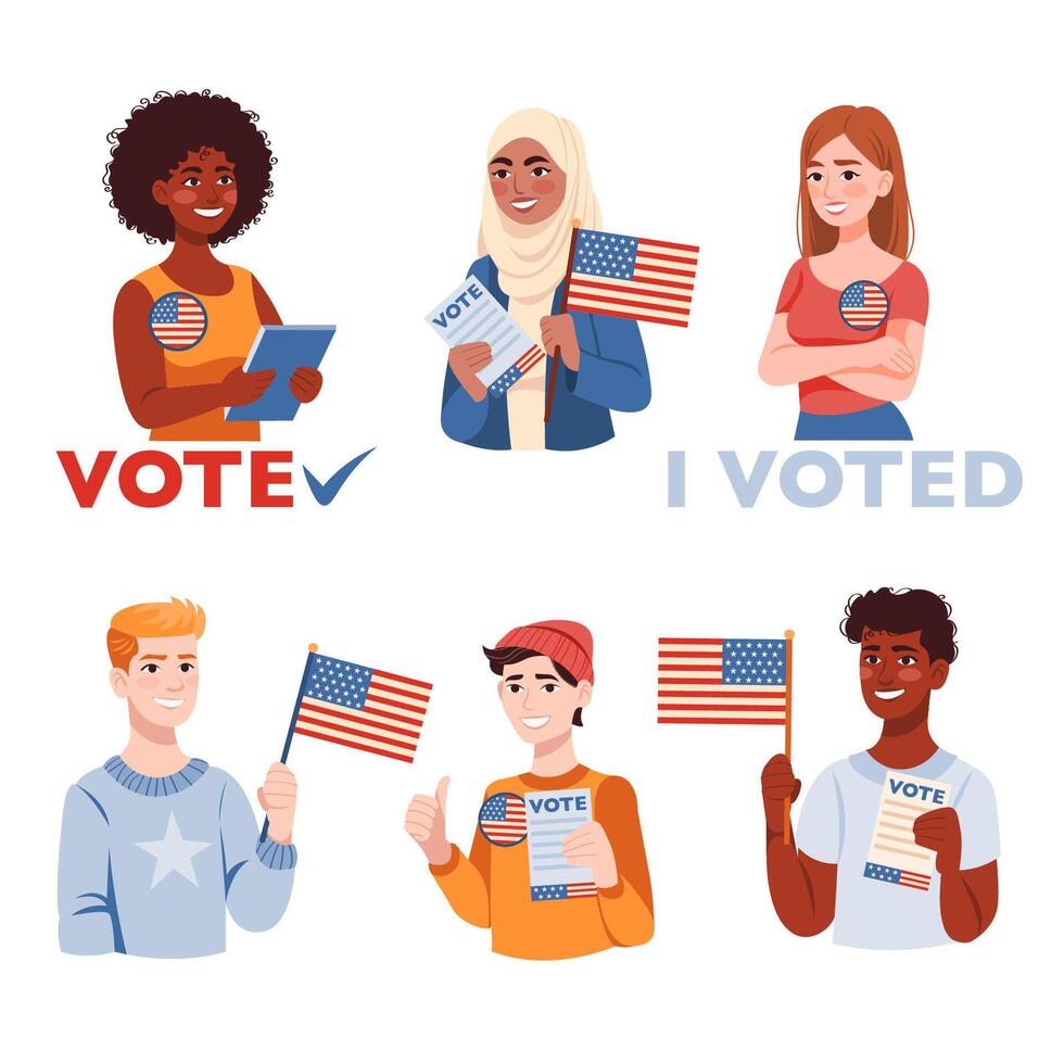 Group of USA President Election Voters, Vote 2024 vector