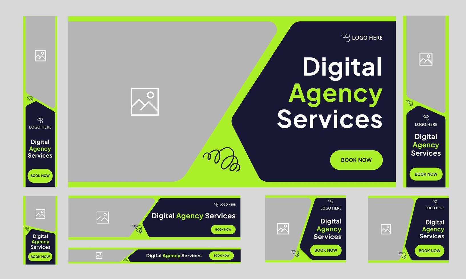 Creative digital marketing web set banner design, digital agency web bundle banner design, fully customizable eps 10 file format vector