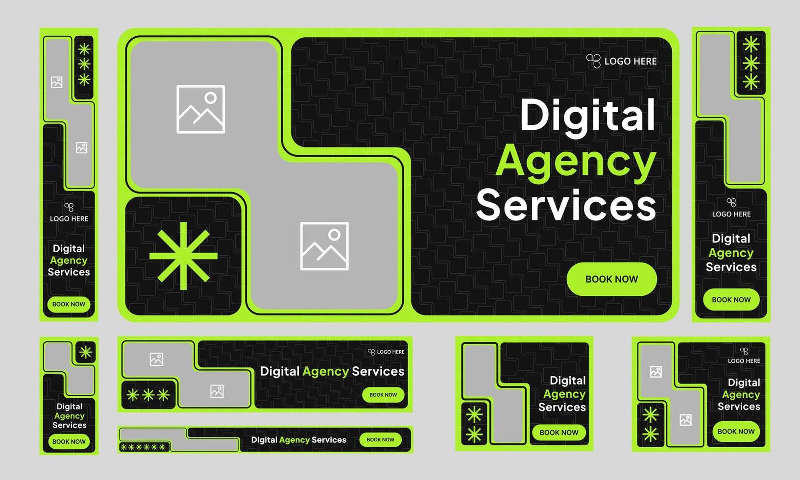 Web set banner design, digital agency services banner design, digital marketing banner, fully customizable eps 10 file format vector