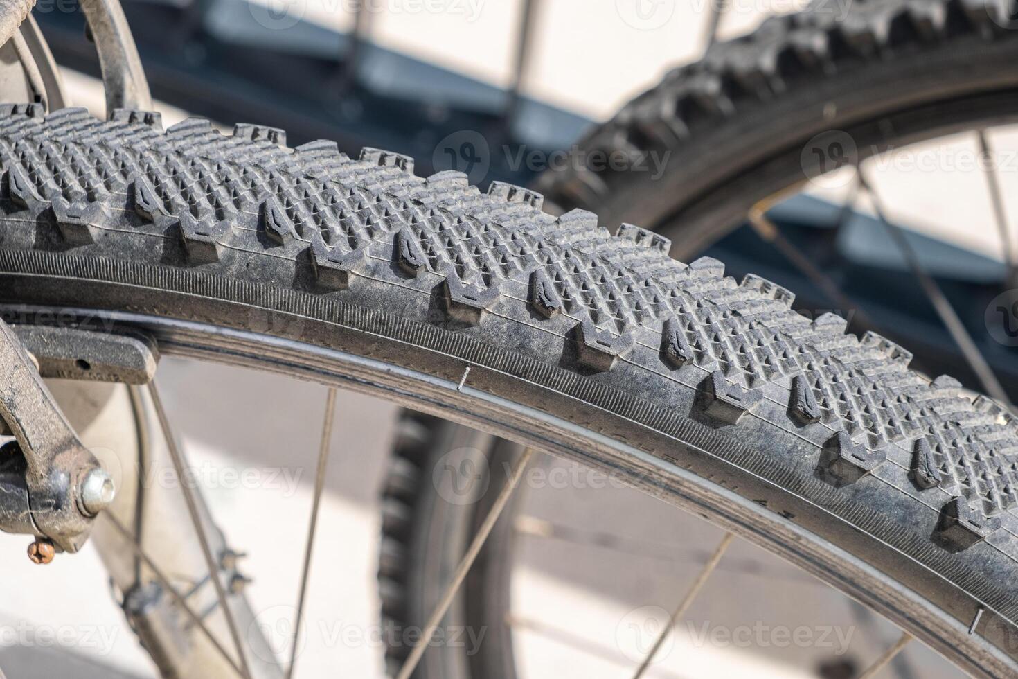 detail of the tires of a bicycle wheel photo