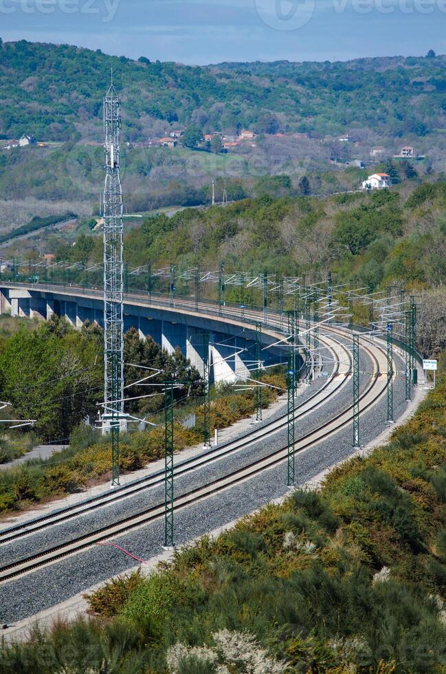 view of a viaduct of a high-speed railway line in Galicia, Spain. photo