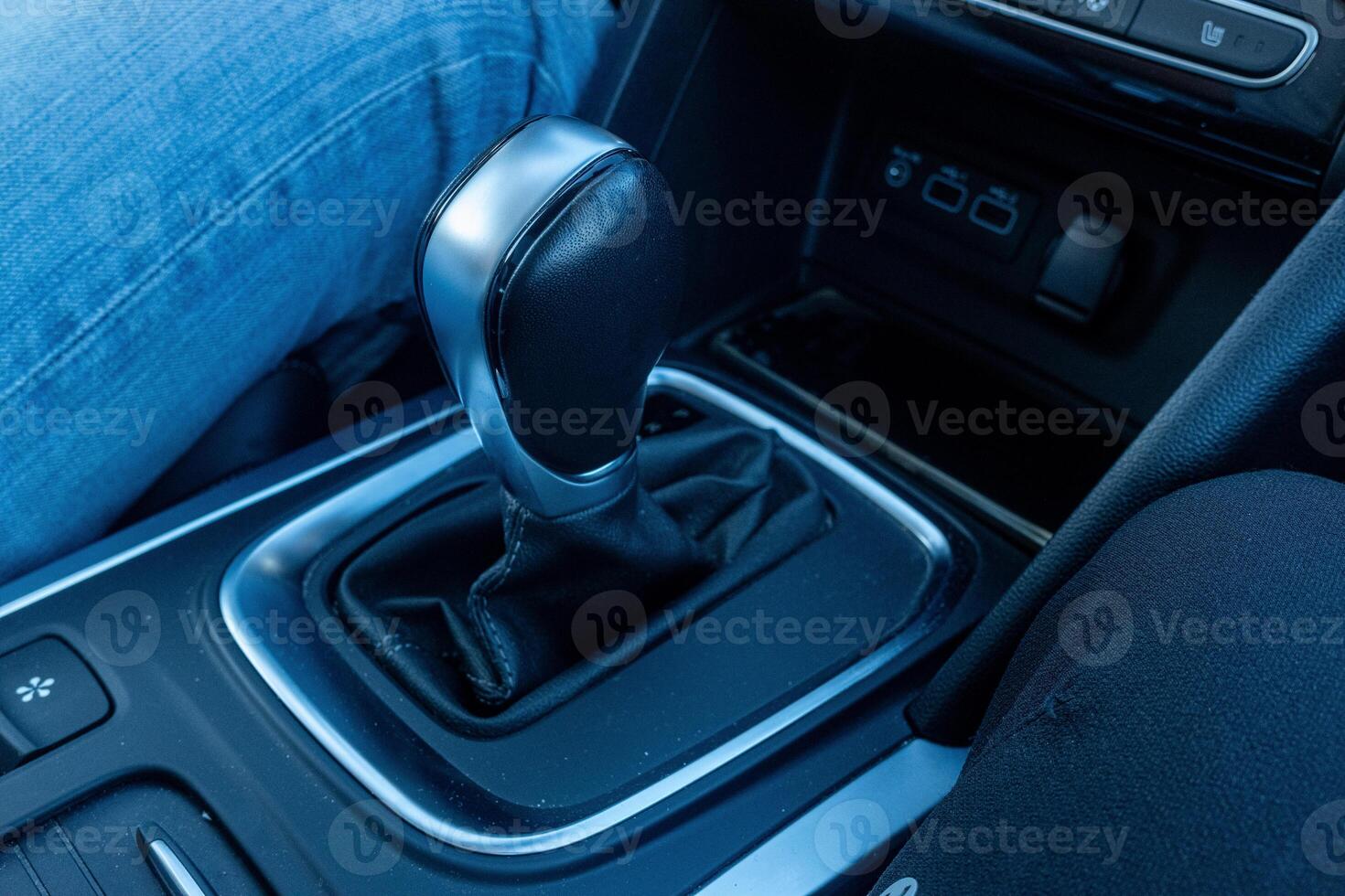 detail of the gear shift lever on a car photo