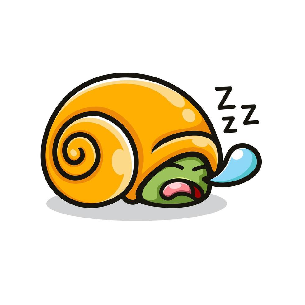 cute cartoon snail is sleeping in the shell. vector
