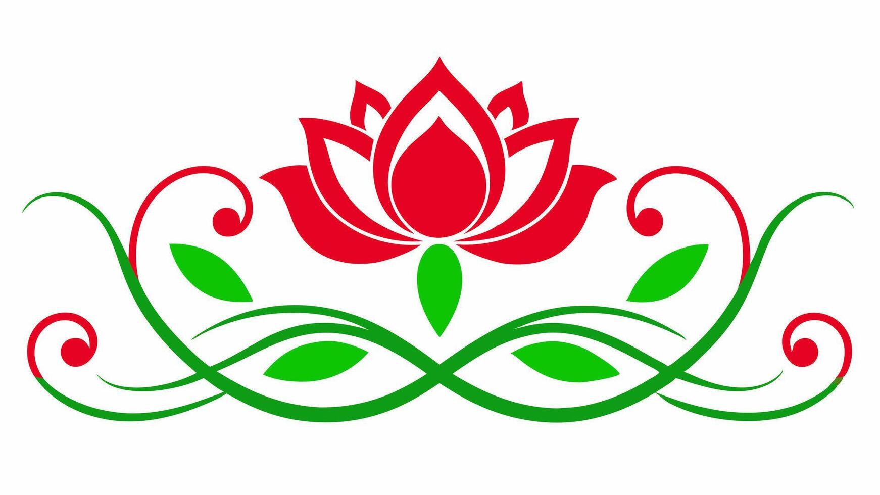 Elegant Red Lotus Floral Design with Leaves on White Background vector