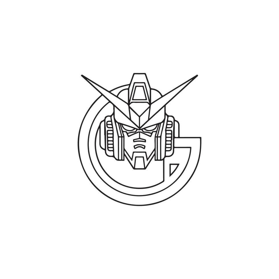 gundam logo with a black outline vector