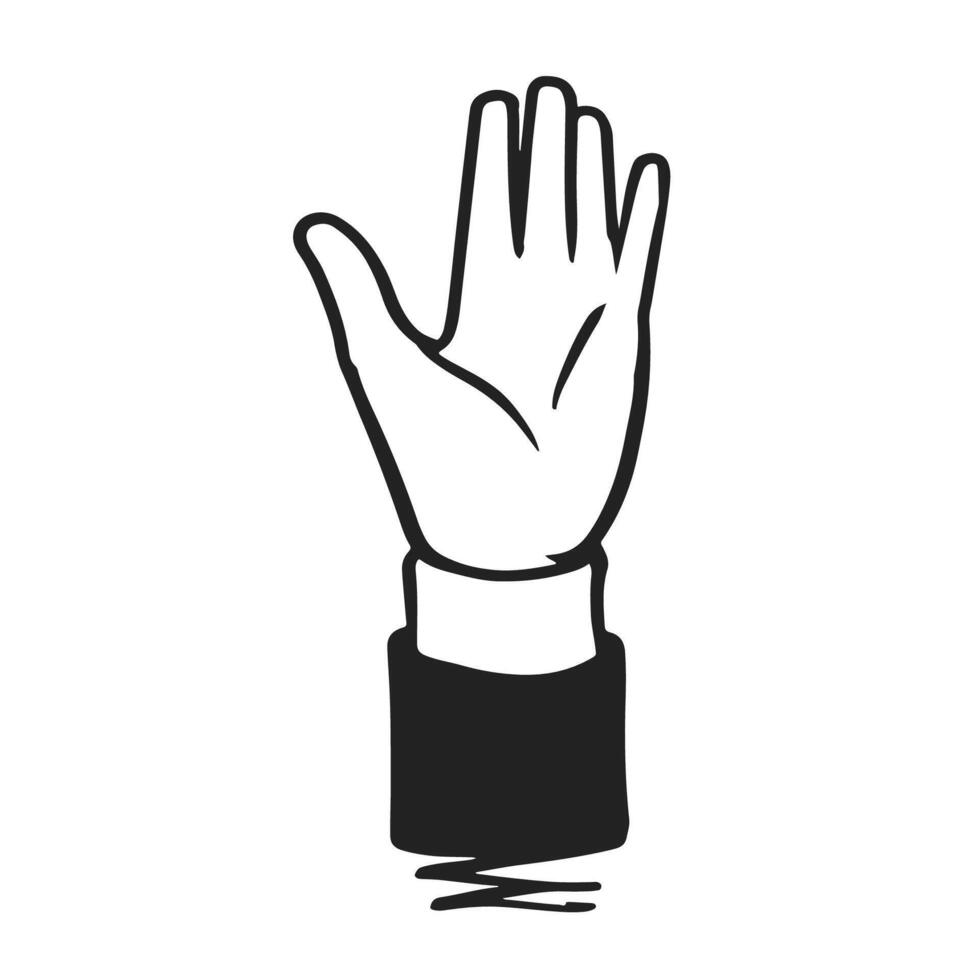 Open Hand Gesture Illustration. Black and white illustration of an open hand gesture vector