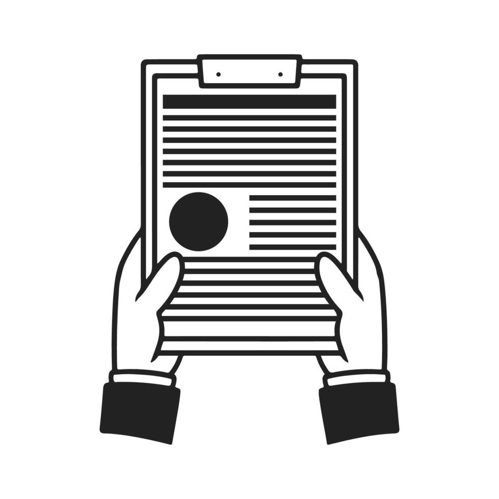 Hands Holding Clipboard with Document vector