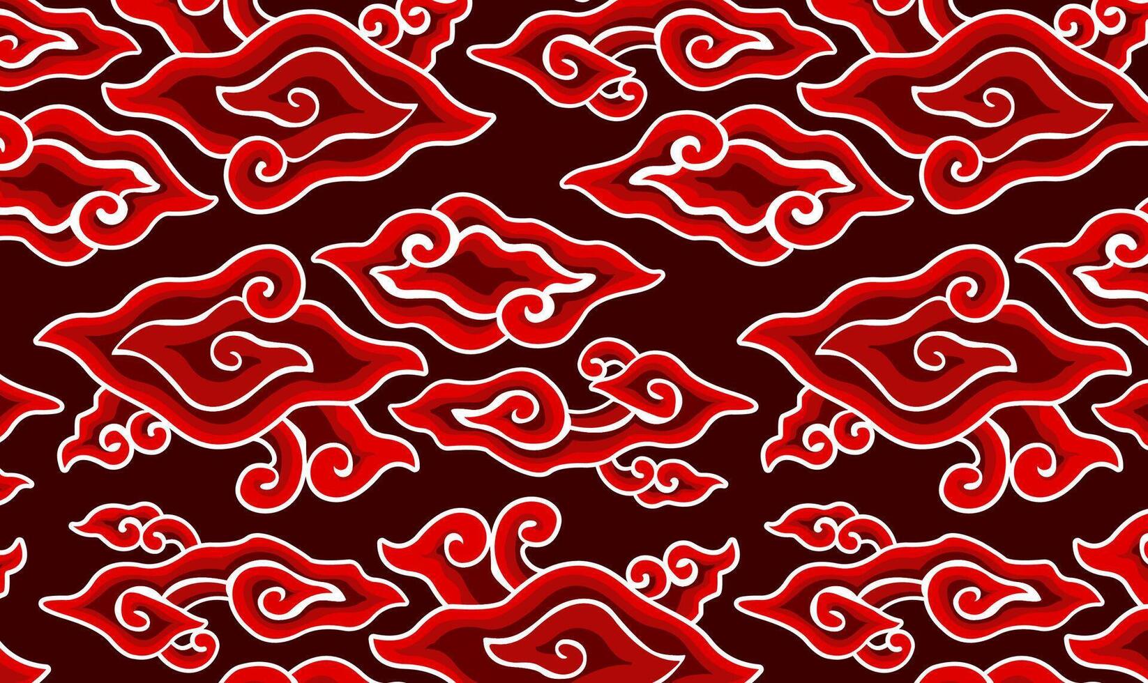 Batik Motif Mega Mendung Red Ornament vector
