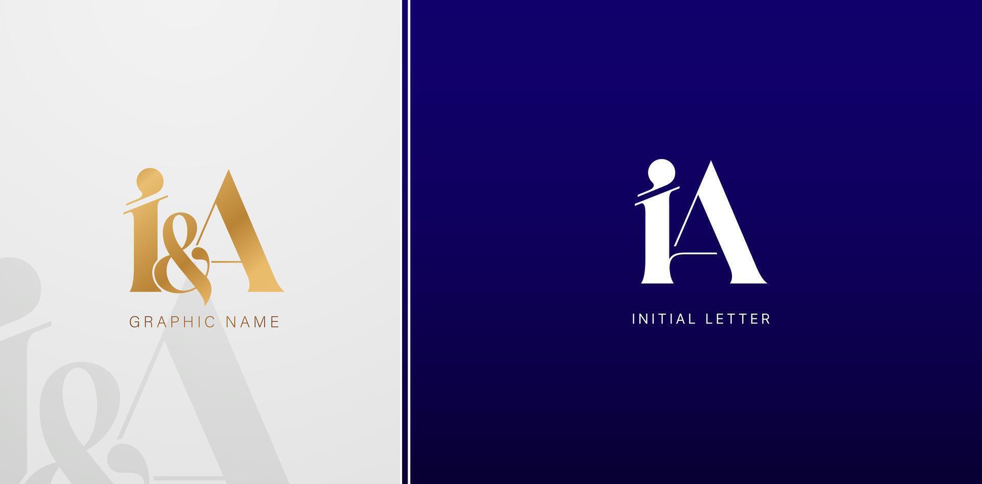 IA initials letters monogram logo symbol for business cards elements, branding company identity, advertisement materials golden foil, collages prints, ads campaigns, wedding invitations vector