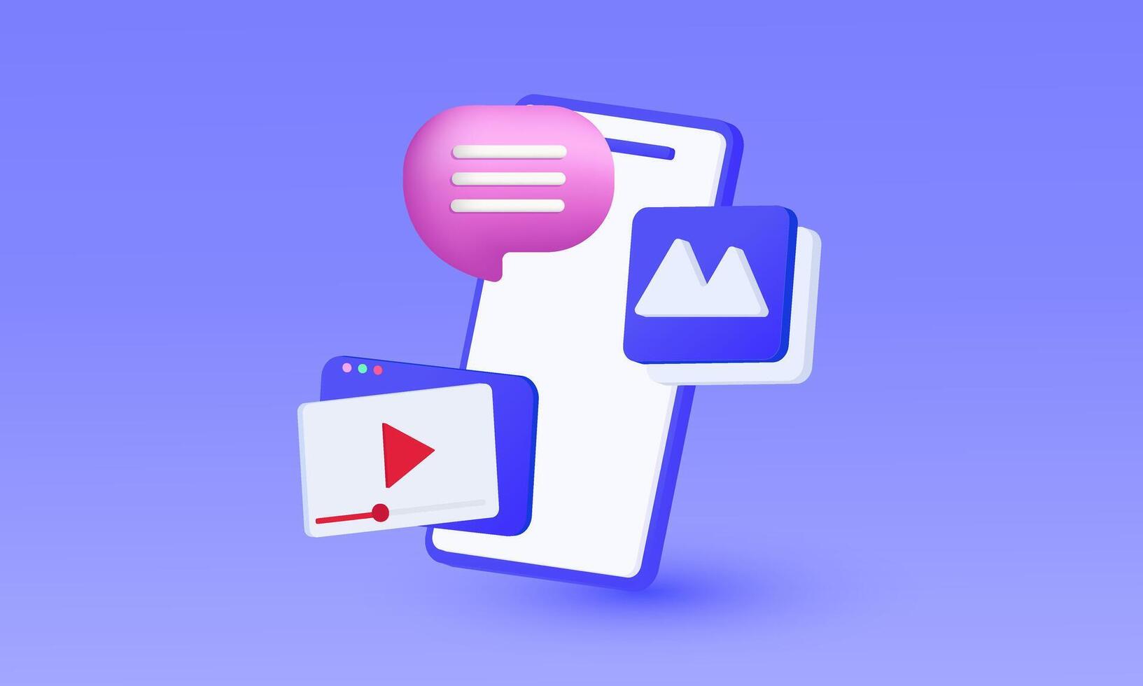 3d icon social media platform online communication new idea design vector