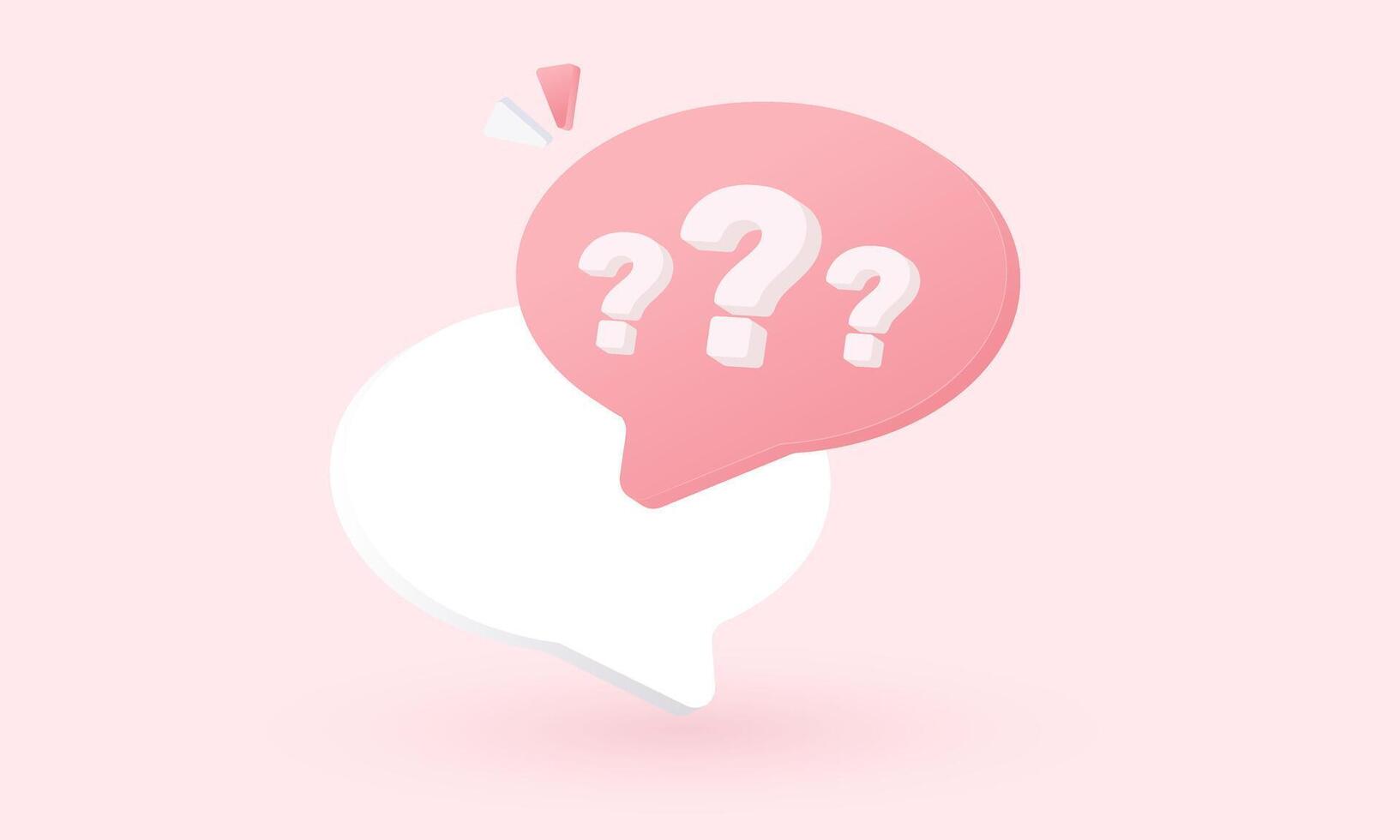 3d cartoon orange question mark speech bubble icon new idea concept design vector