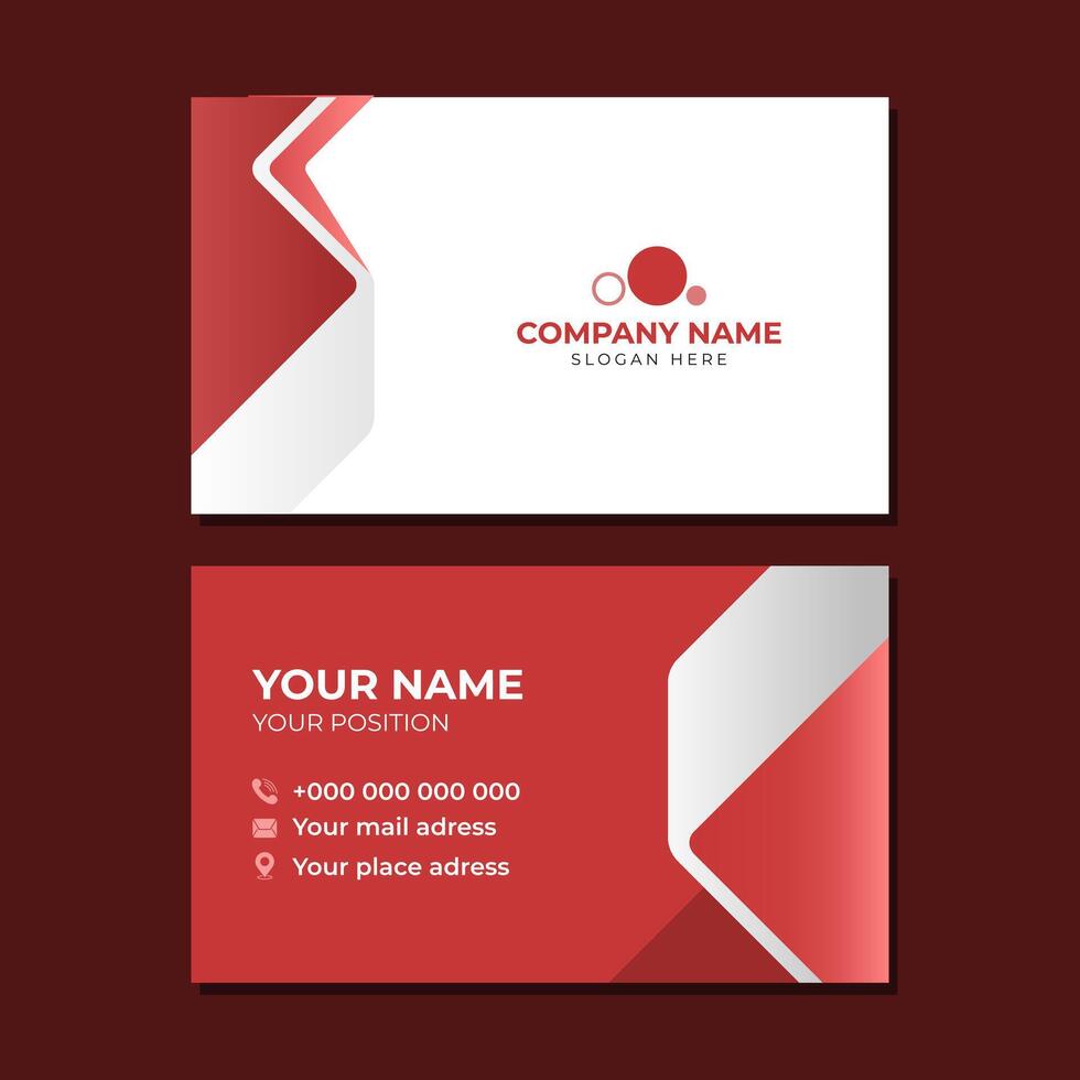 Red modern business card template vector