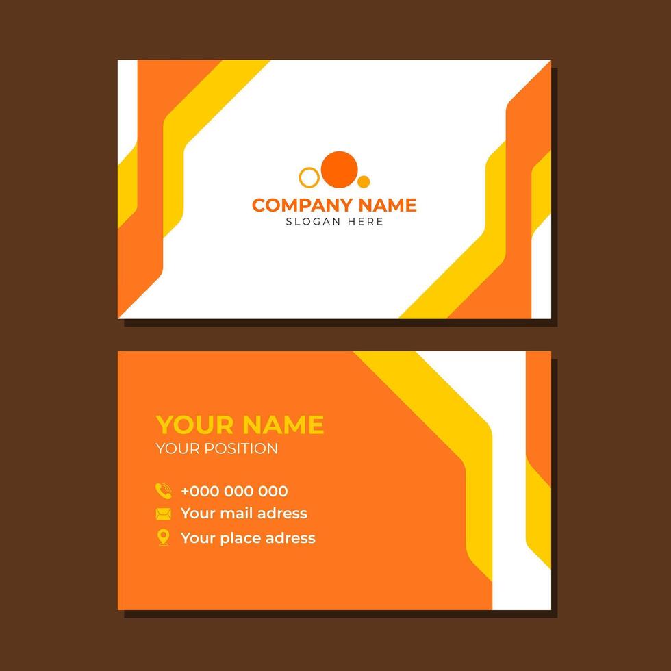 Flat business card template with orange yellow shape vector
