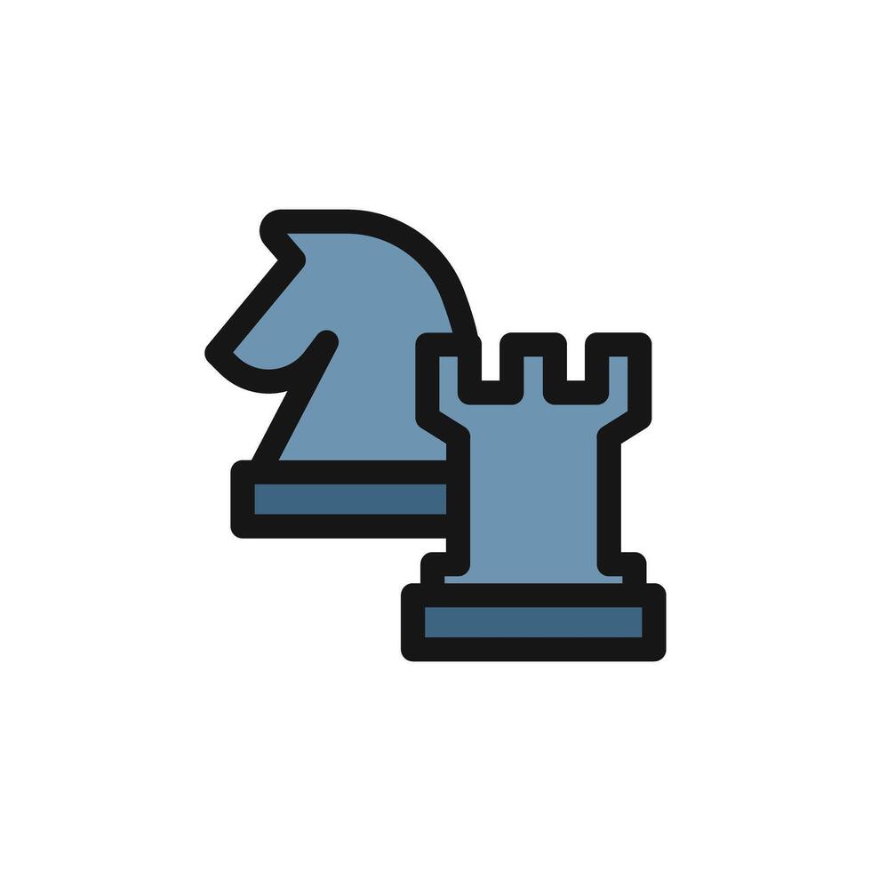 Icon rook and knight chess piece, strategy game symbol design vector