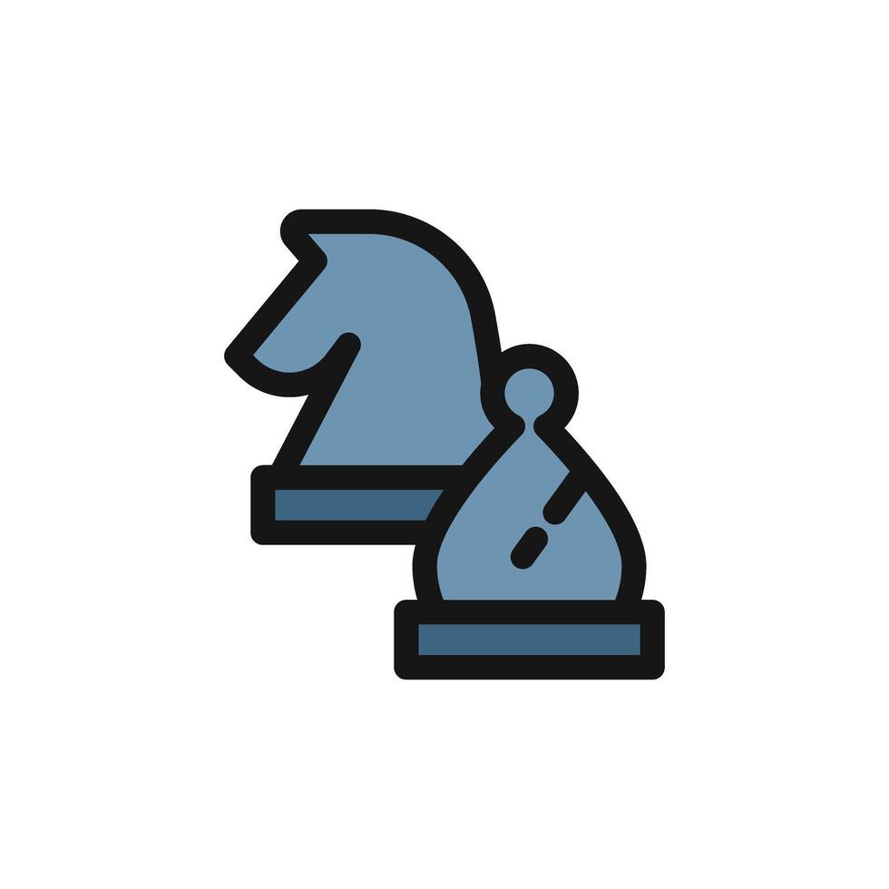 Icon bishop and knight chess piece, strategy game symbol design vector